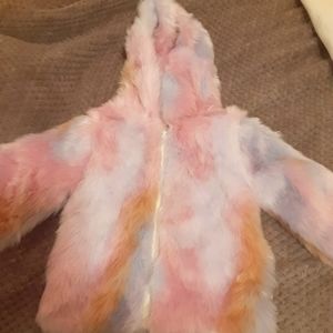 Girls faux fur jacket with hood New